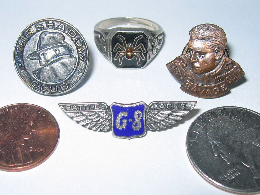 Comparison of G-8 wings with Shadow & Doc pins and (repro) Spider Ring